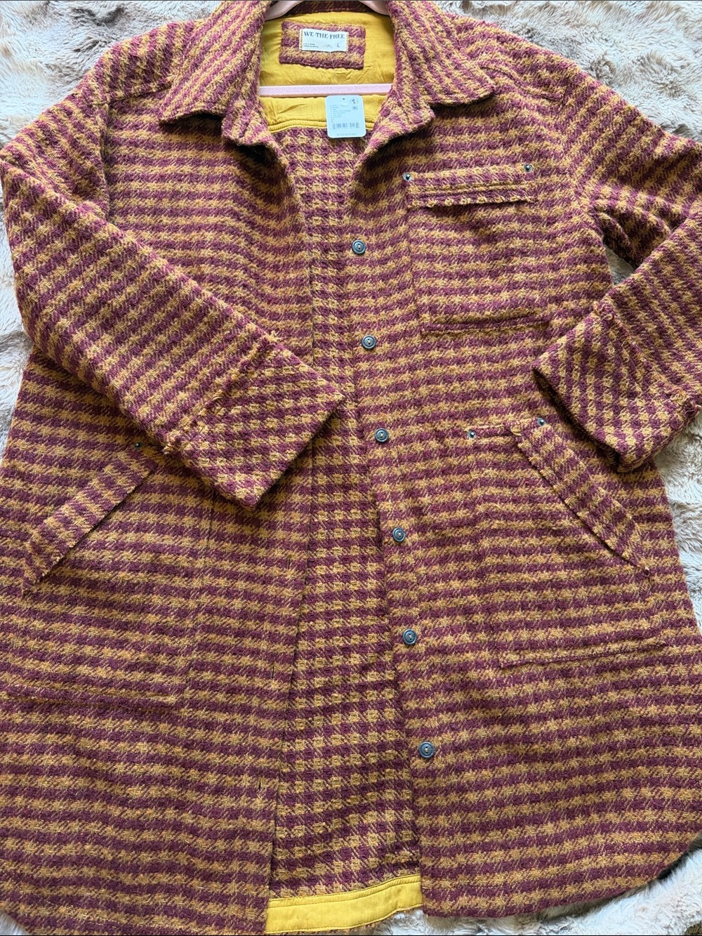 Free people 
We The Free Wool Blend Jacket - Maroon & Mustard